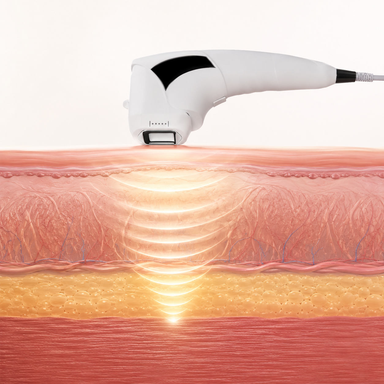 Camadas da pele e ultrassom micro e macrofocado
